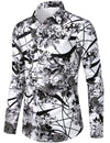 Men's Floral Long Sleeve Cotton Casual Button Down Shirt