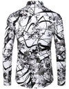 Men's Floral Long Sleeve Cotton Casual Button Down Shirt