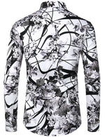 Men's Floral Long Sleeve Cotton Casual Button Down Shirt