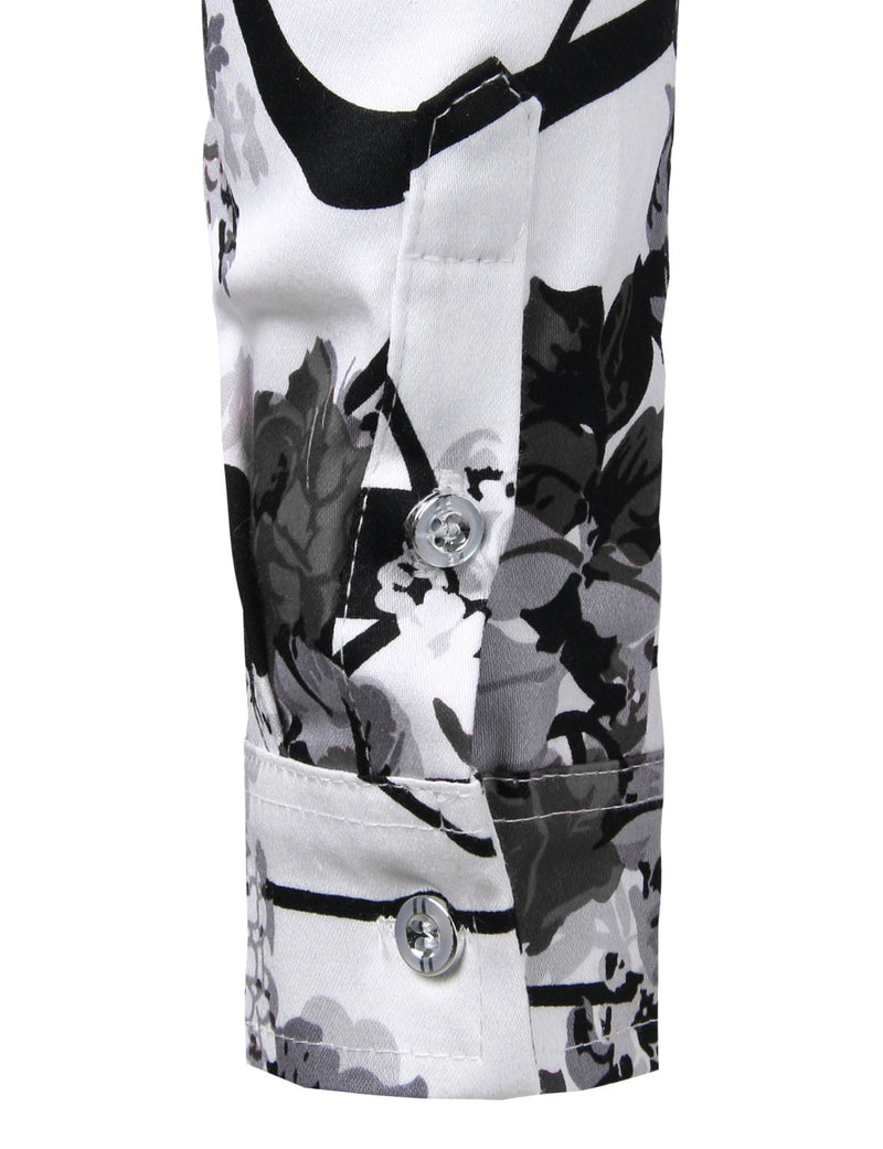 Men's Floral Long Sleeve Cotton Casual Button Down Shirt