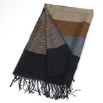 Men's Striped Double-Sided Fringed Scarf