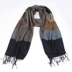 Men's Striped Double-Sided Fringed Scarf