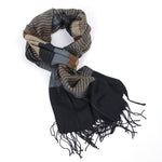 Men's Striped Double-Sided Fringed Scarf