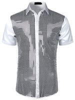 Men's Dress Shirt Sequins Button Down Shirts Disco Party Costume