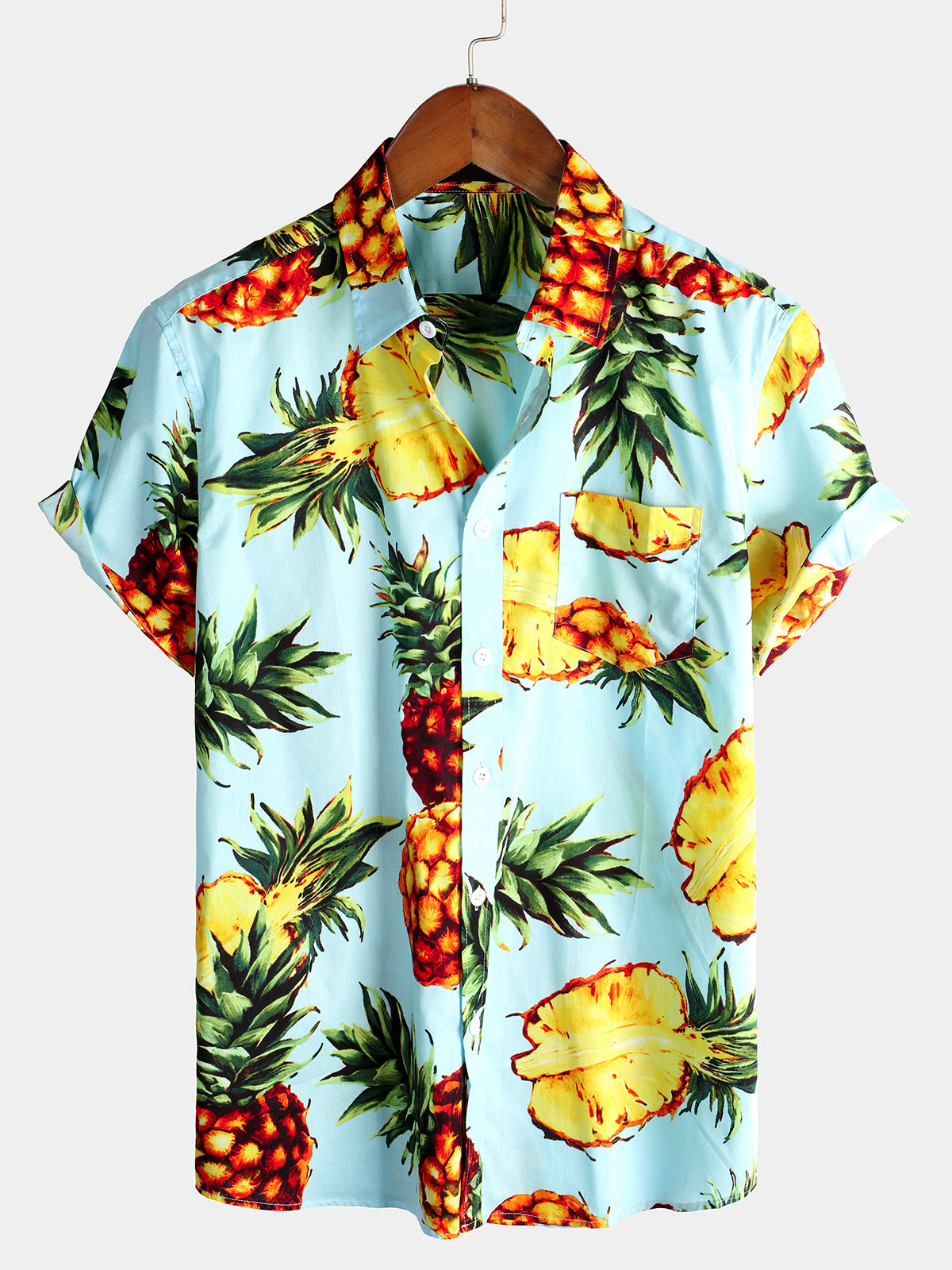 Men's Casual Pineapple Pattern Cotton Shirt