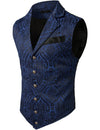Mens Victorian Suit Vest Steampunk Gothic Waistcoat Navy Vest