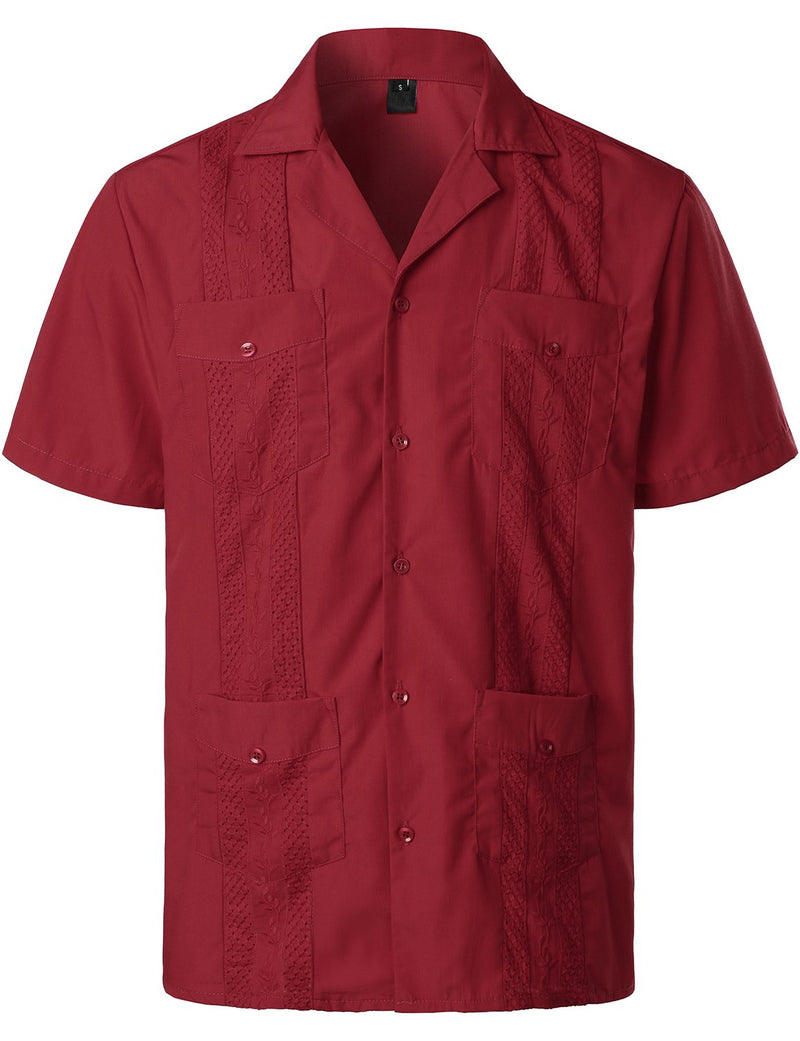 Men's Short Sleeve Button Down Cuban Guayabera Shirts Casual Suits