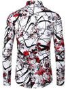 Men's Floral Long Sleeve Cotton Casual Button Down Shirt