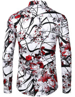 Men's Floral Long Sleeve Cotton Casual Button Down Shirt