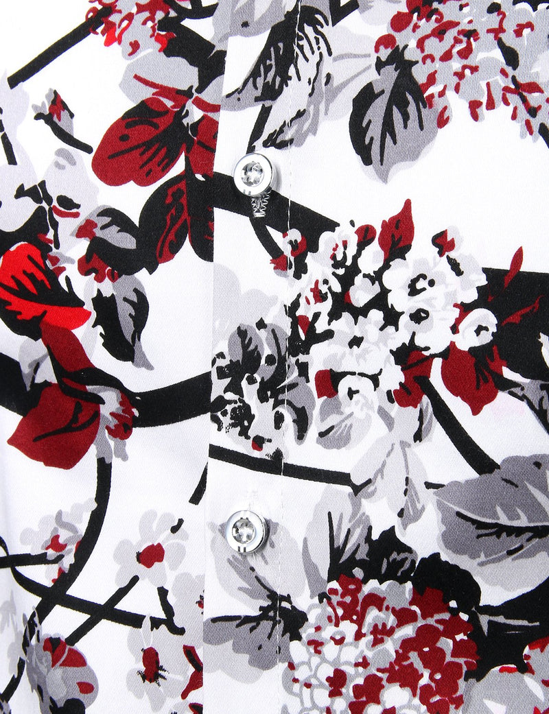Men's Floral Long Sleeve Cotton Casual Button Down Shirt