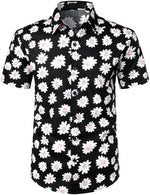 Men's Flower Casual Cotton Button Down Hawaiian Shirts&Shorts