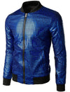Men's Metallic Sequins Baseball Bomber Jacket Disco Party Costume