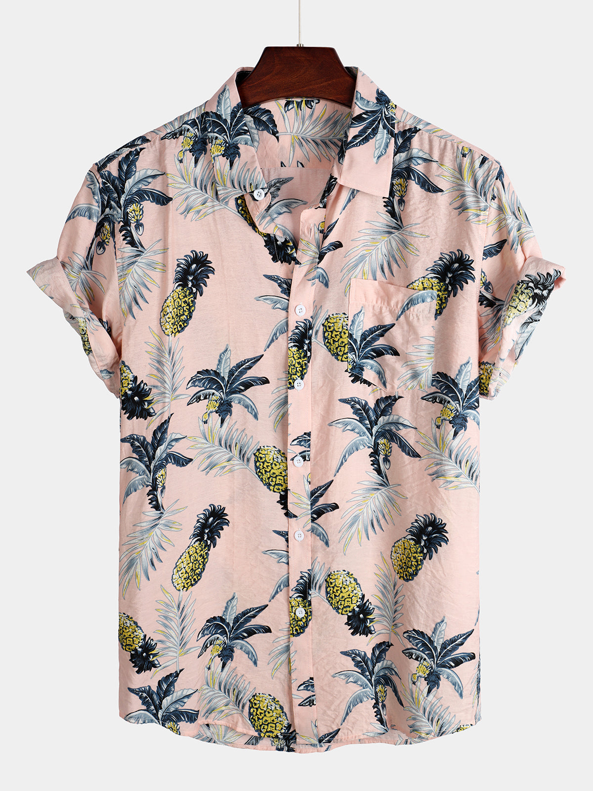 Men's Tropical Fruit Pineapple Holiday Cotton Shirt