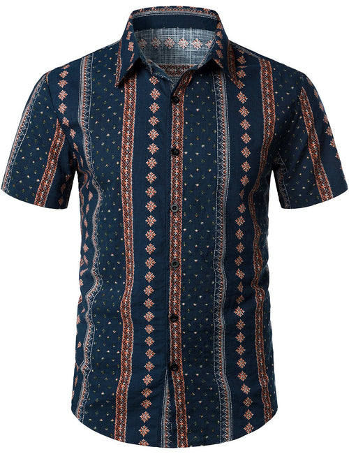 Men's Casual Cotton Vintage Shirt and Shorts Set