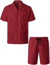 Men's Short Sleeve Button Down Cuban Guayabera Shirts Casual Suits
