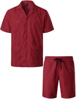 Men's Short Sleeve Button Down Cuban Guayabera Shirts Casual Suits