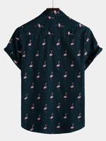 Bundle Of 2 | Men's Pink Flamingo Print Short Sleeve Button Up Shirts