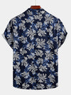 Men's Floral Cotton Tropical Hawaiian Navy Blue Shirt