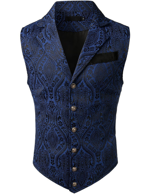 Mens Victorian Suit Vest Steampunk Gothic Waistcoat Navy Vest
