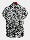 Men's Cotton Casual Leopard-Print Short Sleeve Shirt