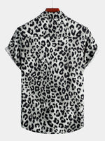 Men's Cotton Casual Leopard-Print Short Sleeve Shirt
