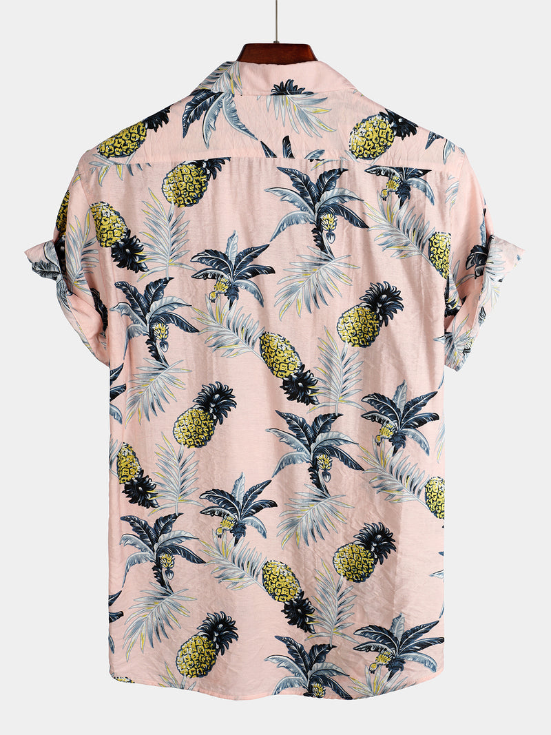 Men's Tropical Fruit Pineapple Holiday Cotton Shirt