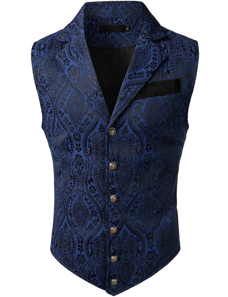 Mens Victorian Suit Vest Steampunk Gothic Waistcoat Navy Vest