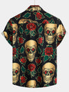 Men's Skull Print Short Sleeve Hawaiian Shirt