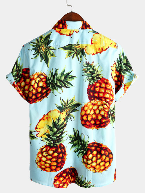 Men's Casual Pineapple Pattern Cotton Shirt