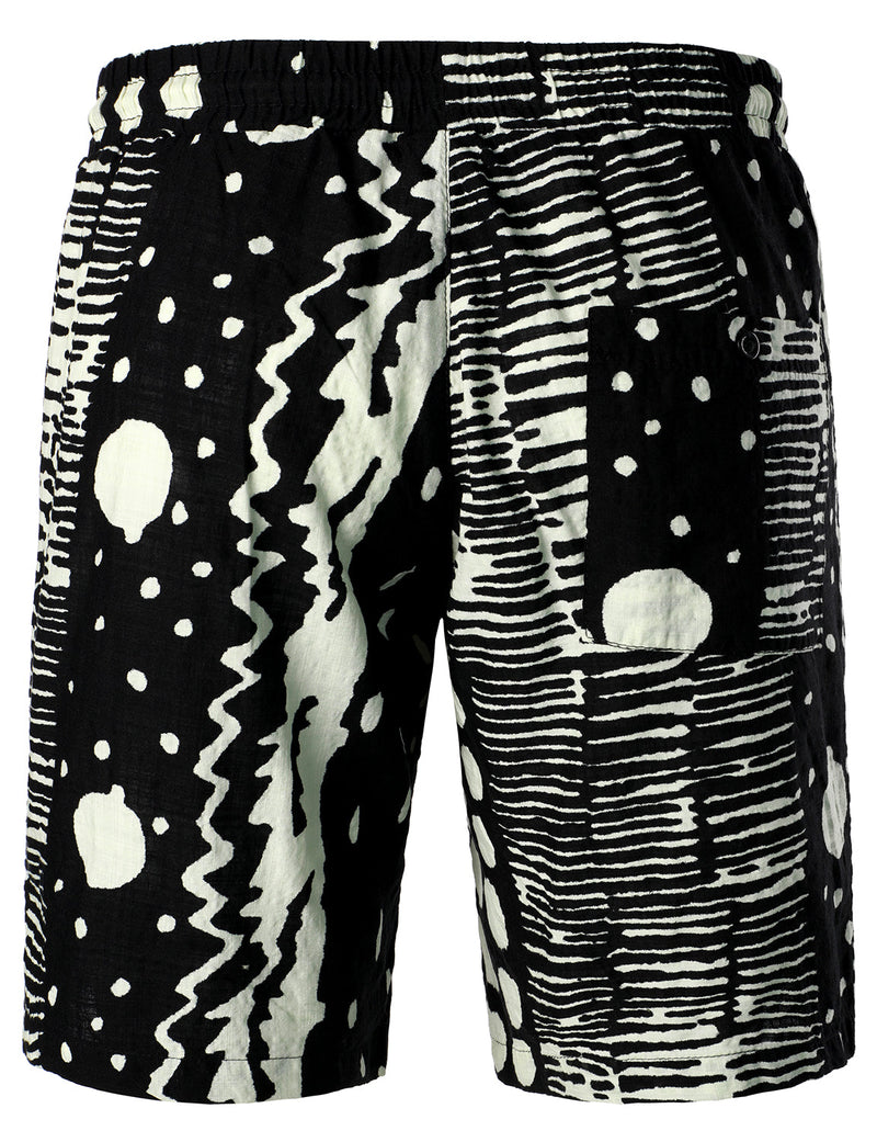 Men's Black Casual Vintage Boho Breathable Cotton Shorts