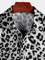 Men's Cotton Casual Leopard-Print Short Sleeve Shirt