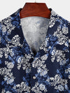 Men's Floral Cotton Tropical Hawaiian Navy Blue Shirt