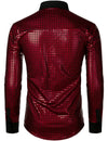 Men's Dress Shirt Sequins Button Down Long Sleeve Shirts Disco Party Costume