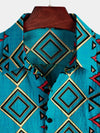 Men's Retro Blue Short Sleeve Cotton Shirt