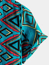 Men's Retro Blue Short Sleeve Cotton Shirt
