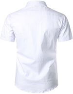 Men's Solid Color Linen Cotton Pocket Short Sleeve Shirts&Shorts