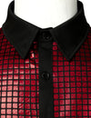 Men's Dress Shirt Sequins Button Down Long Sleeve Shirts Disco Party Costume