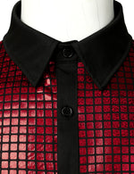 Men's Dress Shirt Sequins Button Down Long Sleeve Shirts Disco Party Costume
