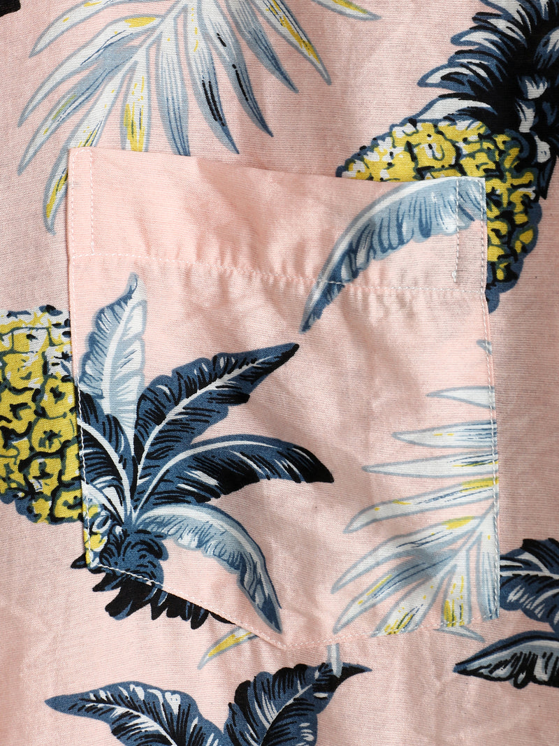 Men's Tropical Fruit Pineapple Holiday Cotton Shirt
