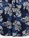Men's Floral Cotton Tropical Hawaiian Navy Blue Shirt