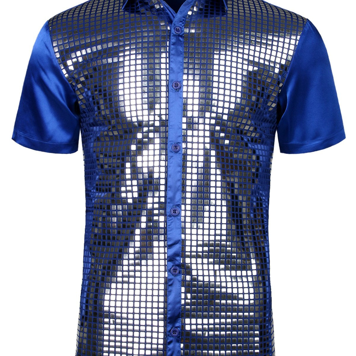 Men's Dress Shirt Sequins Button Down Shirts Disco Party Costume