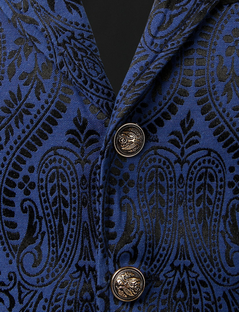 Mens Victorian Suit Vest Steampunk Gothic Waistcoat Navy Vest