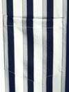 Men's Floral Navy Blue Vertical Striped Pocket Flowers Short Sleeve Shirt
