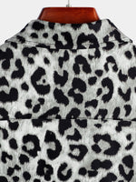 Men's Cotton Casual Leopard-Print Short Sleeve Shirt