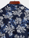 Men's Floral Cotton Tropical Hawaiian Navy Blue Shirt