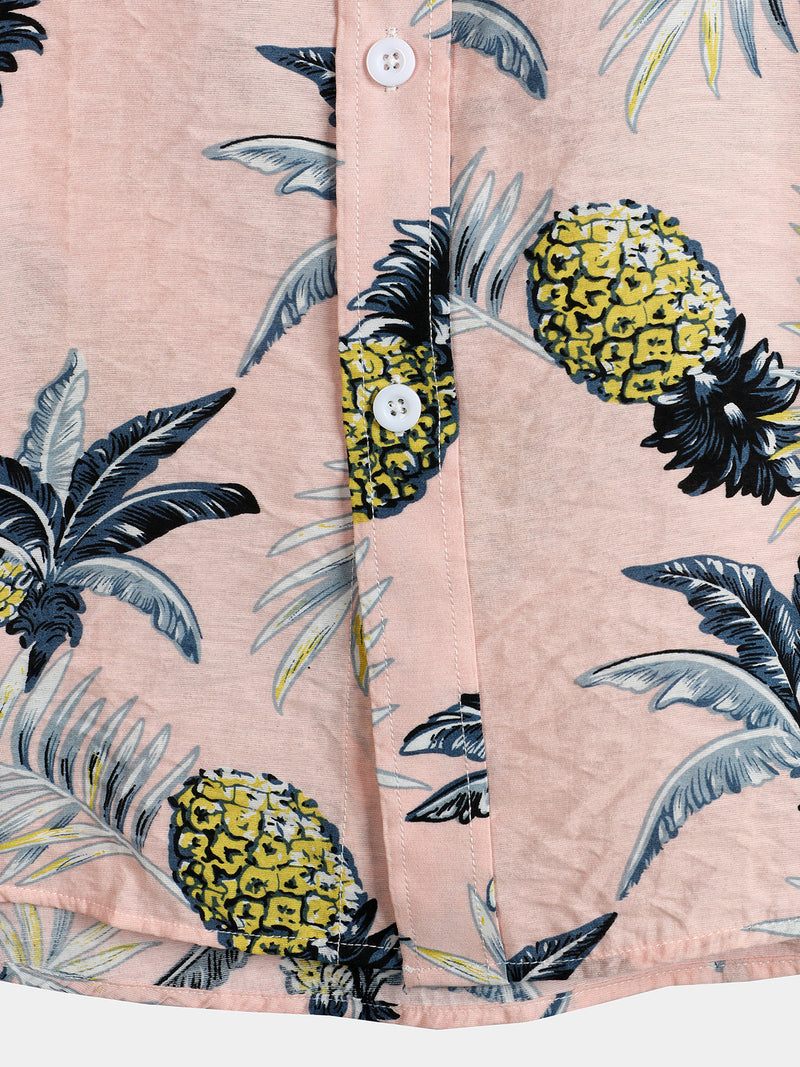 Men's Tropical Fruit Pineapple Holiday Cotton Shirt