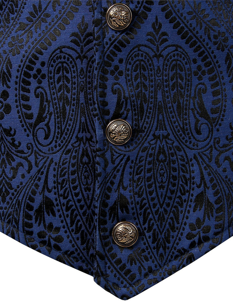 Mens Victorian Suit Vest Steampunk Gothic Waistcoat Navy Vest