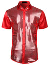 Men's Dress Shirt Sequins Button Down Shirts Disco Party Costume