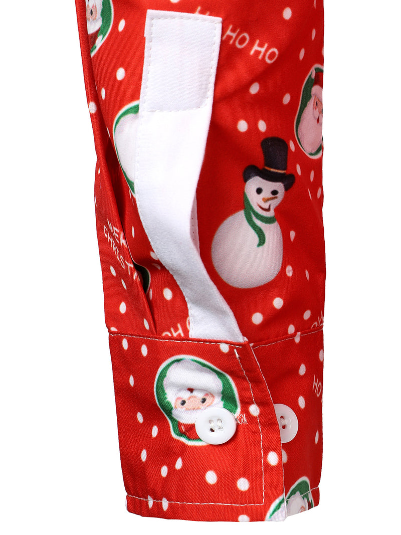 Men's Christmas Snowman Santa Print Funny Outfit Xmas Themed Vacation Long Sleeve Shirt