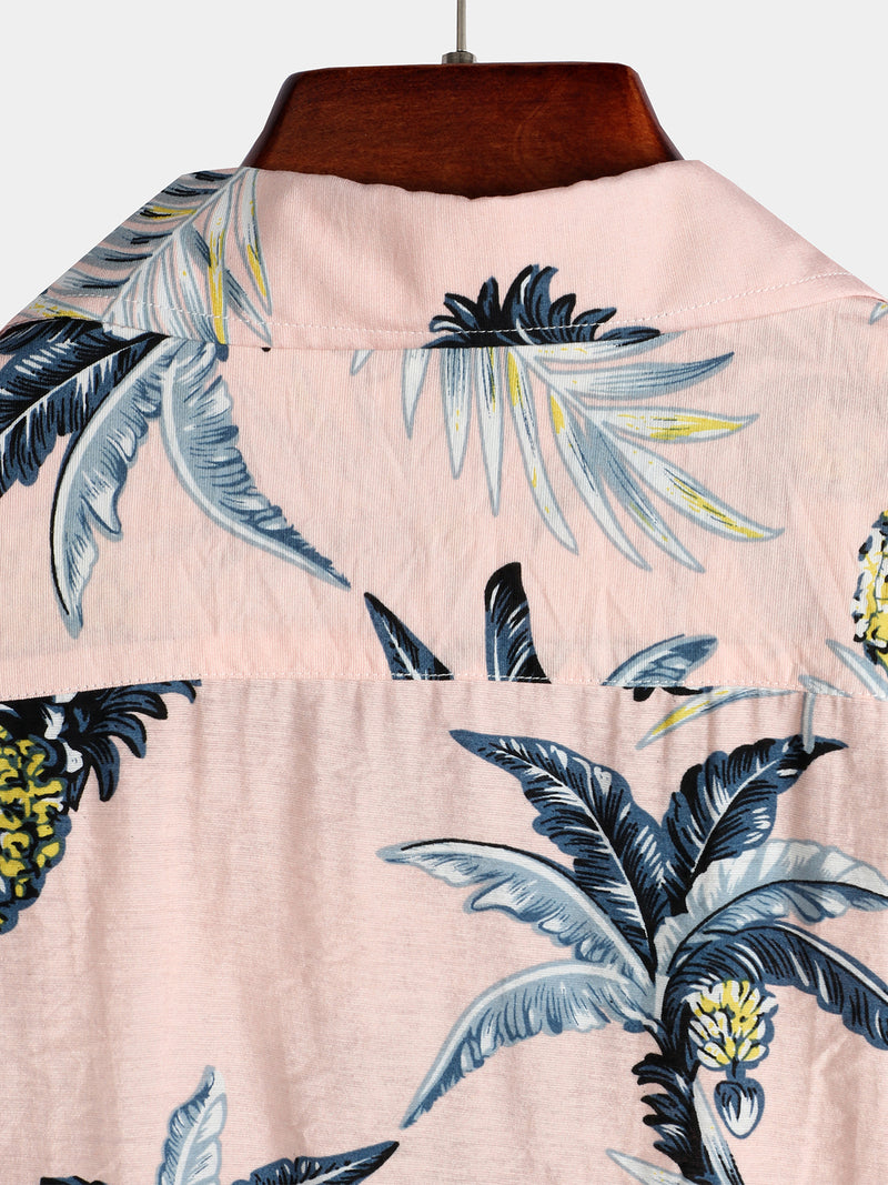 Men's Tropical Fruit Pineapple Holiday Cotton Shirt